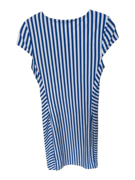J. McLaughlin Size S Blue & White Nylon Blend Cap Sleeve Striped Stretch Dress Blue & White / S