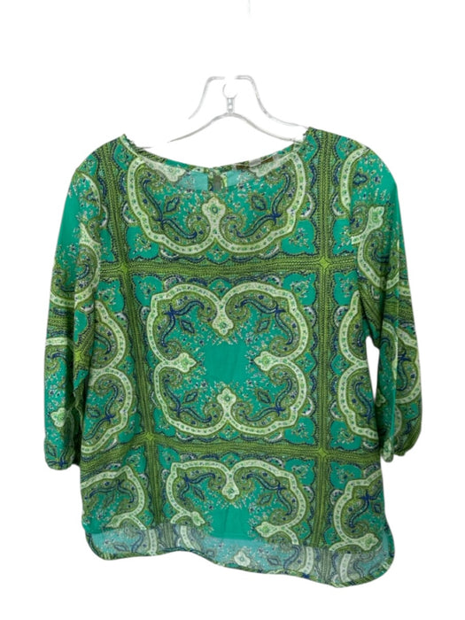 Ann Mashburn Size M Green & Blue Cotton Long Sleeve Kaleidoscope Top Green & Blue / M
