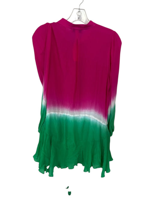 Karina Grimaldi Size XS Green & Magenta Silk Long Sleeve Ombre Dress Green & Magenta / XS