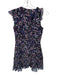Saloni Size 2 Navy & Pink Polyester Blend Flutter Sleeves Flowers Pleated Dress Navy & Pink / 2