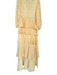 Mochi Size S Yellow & White Silk Long Balloon Sleeve Sun Drawstring Waist Dress Yellow & White / S