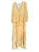 Mochi Size S Yellow & White Silk Long Balloon Sleeve Sun Drawstring Waist Dress Yellow & White / S