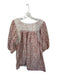 Mi Golondrina Size M red & cream Cotton Long Balloon Sleeve Botanical Dress red & cream / M