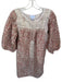 Mi Golondrina Size M red & cream Cotton Long Balloon Sleeve Botanical Dress red & cream / M