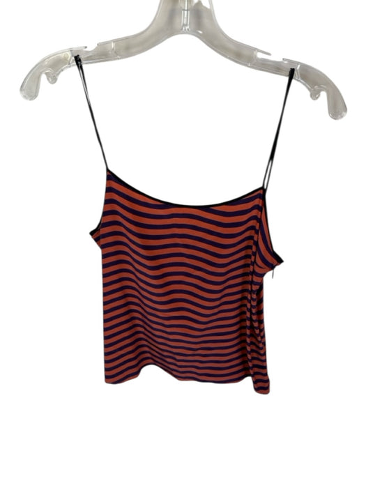Fendi Size 42 Orange & navy Silk Spaghetti Strap Striped Side Zip Top Orange & navy / 42