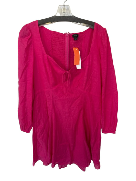 J. Crew Size 12 Pink Cotton Blend Long Balloon Sleeve Front Tie Dress Pink / 12