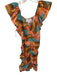 Cleobella Size M Orange & Brown Cotton Short Sleeve Flowers Gathered Front Dress Orange & Brown / M