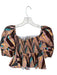 Autumn Adeigbo Size 0 Brown & Peach Cotton Short Balloon Sleeve Leaves Top Brown & Peach / 0