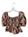 Autumn Adeigbo Size 0 Brown & Peach Cotton Short Balloon Sleeve Leaves Top Brown & Peach / 0