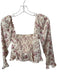 ASTR Size M Cream & Purple Polyester Long Balloon Sleeve Underwire Flowers Top Cream & Purple / M