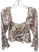 ASTR Size M Cream & Purple Polyester Long Balloon Sleeve Underwire Flowers Top Cream & Purple / M