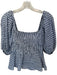 Emerson Fry Size XS Blue & White Linen Long Balloon Sleeve Gingham Front Tie Top Blue & White / XS