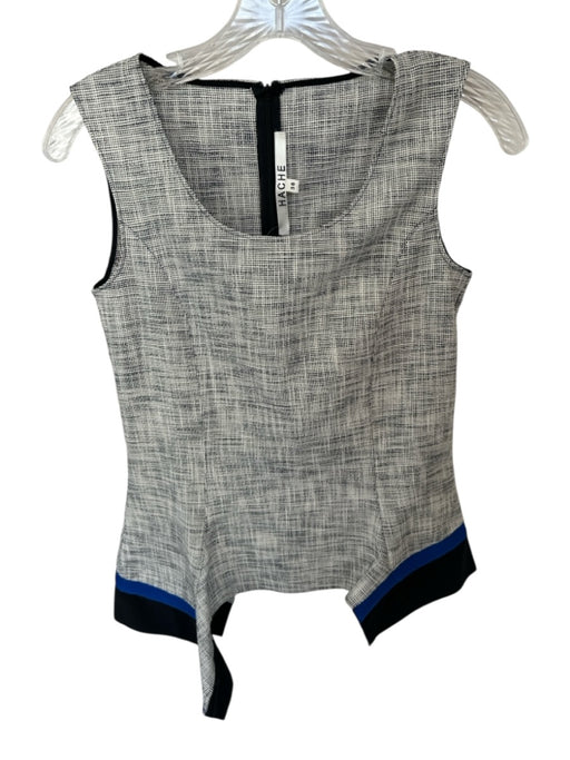 Hache Size 38 Black & Blue Cotton Sleeveless Asymetric Top Black & Blue / 38