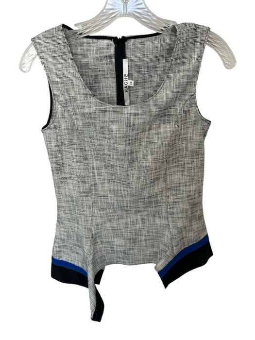 Hache Size 38 Black & Blue Cotton Sleeveless Asymetric Top Black & Blue / 38