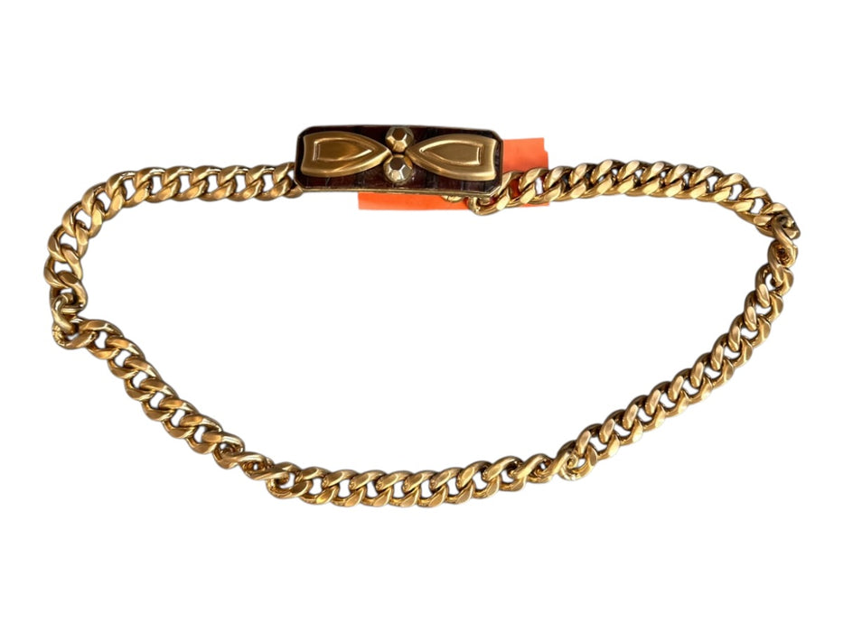 Miu Miu Gold & Brown Metal Chain Croc Embossed Belts Gold & Brown / ADJUSTABLE