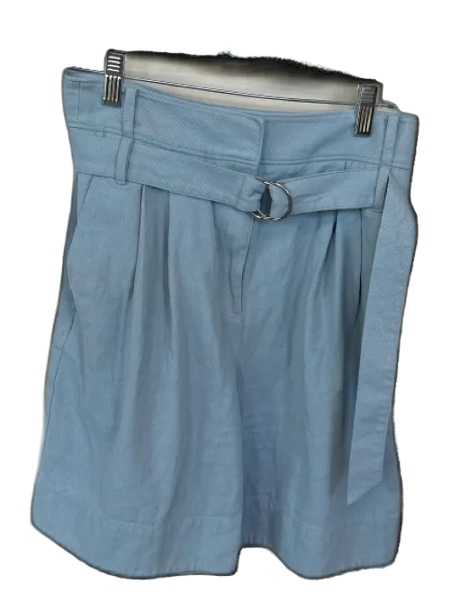 Tibi Size 2 Baby Blue Cotton High Waist Belted Bermuda Shorts Baby Blue / 2