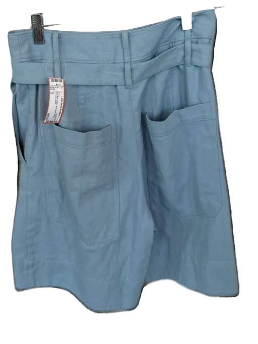 Tibi Size 2 Baby Blue Cotton High Waist Belted Bermuda Shorts Baby Blue / 2
