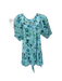 Olivia James Size S Blue & Green Cotton Short Balloon Sleeve Flowers Dress Blue & Green / S