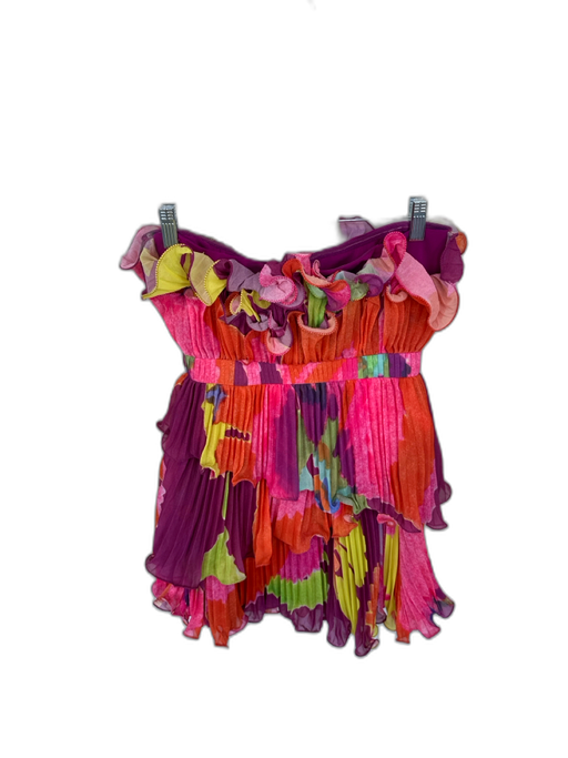 AMUR Size 4 Purple & Multi Polyester Strapless Acordian Pleated Ruffles Dress Purple & Multi / 4