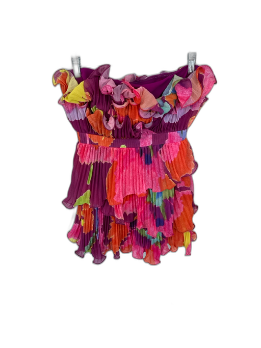 AMUR Size 4 Purple & Multi Polyester Strapless Acordian Pleated Ruffles Dress Purple & Multi / 4