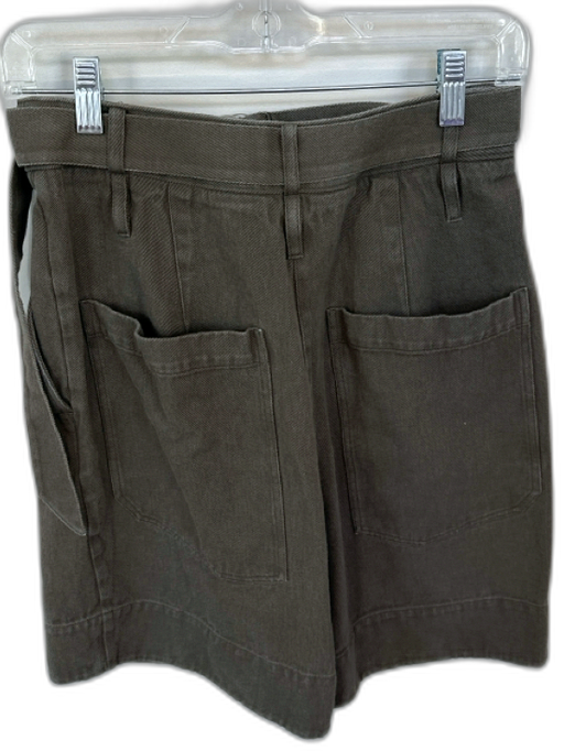 Tibi Size 2 Gray Cotton High Waist Belted Bermuda Shorts Gray / 2
