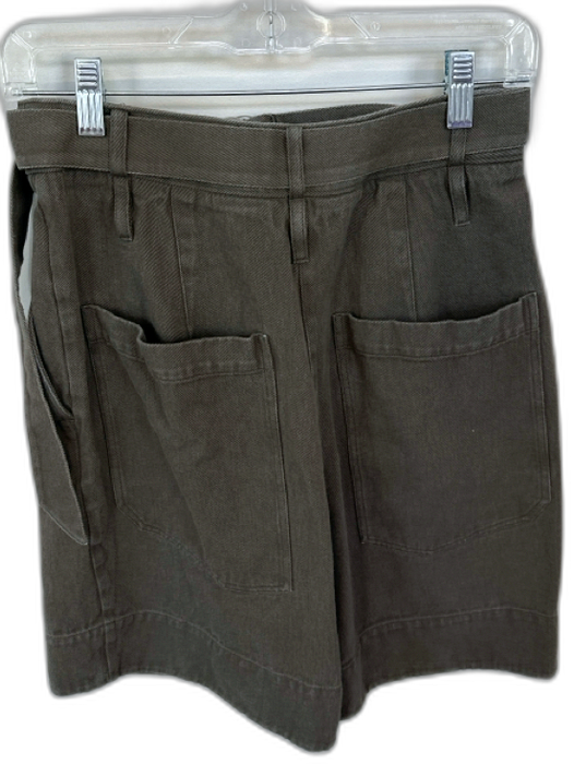 Tibi Size 2 Gray Cotton High Waist Belted Bermuda Shorts Gray / 2