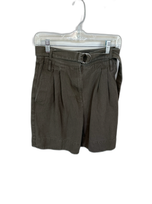 Tibi Size 2 Gray Cotton High Waist Belted Bermuda Shorts Gray / 2