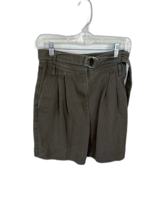Tibi Size 2 Gray Cotton High Waist Belted Bermuda Shorts Gray / 2