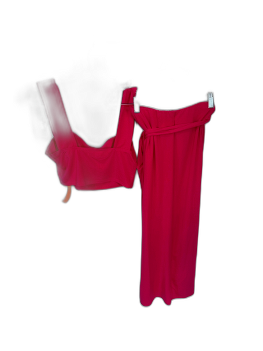 Reformation Size S Fushcia Tencel Cropped Front Tie Midi Skirt Set Fushcia / S