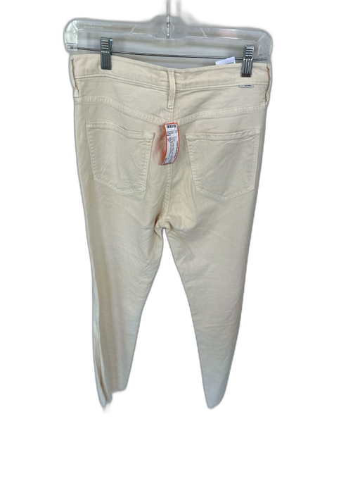 Mother Size 27 Cream Cotton Blend High Waist Straight Leg Raw Hem Jeans Cream / 27