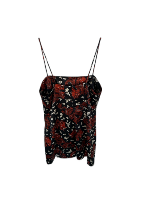 Zara Size S Black & Orange Polyester Spaghetti Strap Dragon Back Zip Dress Black & Orange / S