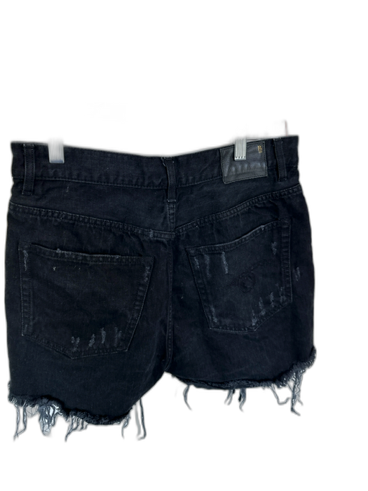 R13 Size 28 Black Cotton Blend High Waist Sequins Cut Off Denim Shorts Black / 28