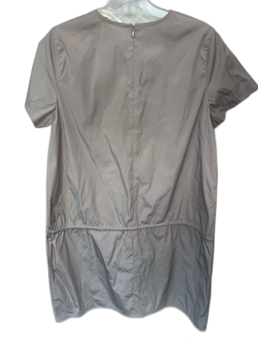 Ann Mashburn Size M Taupe Polyester Short Sleeve Drawstring Waist Back Zip Dress Taupe / M