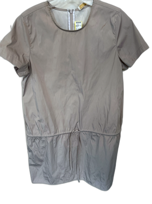 Ann Mashburn Size M Taupe Polyester Short Sleeve Drawstring Waist Back Zip Dress Taupe / M