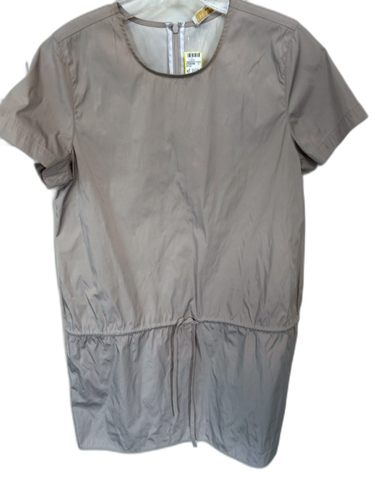 Ann Mashburn Size M Taupe Polyester Short Sleeve Drawstring Waist Back Zip Dress Taupe / M