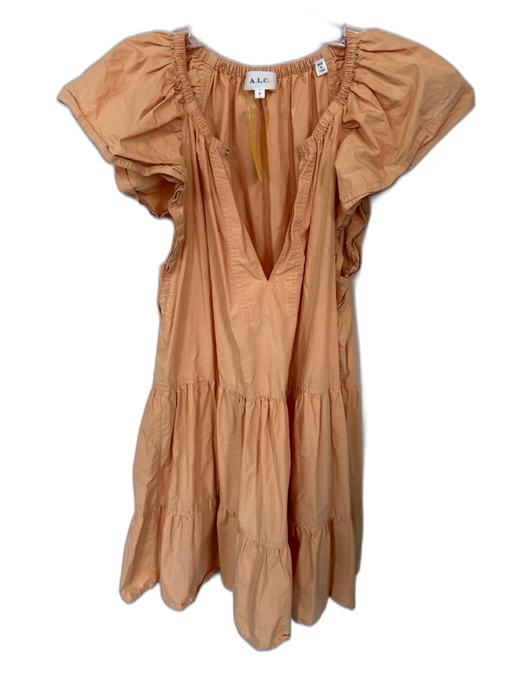 A.L.C. Size 8 Orange Cotton Cap Sleeve V Neck Dress Orange / 8
