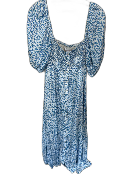 India Collection Emerson Fry Size M/L Blue & White Modal smocked Buttons Dress Blue & White / M/L