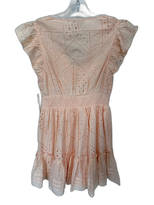 Cleobella Size M Peach Organic Cotton Flutter Sleeves Eyelet Front Tie Dress Peach / M