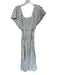 Calypso Size S Blue & White Cotton Off Shoulder Striped Metallic Thread Dress Blue & White / S