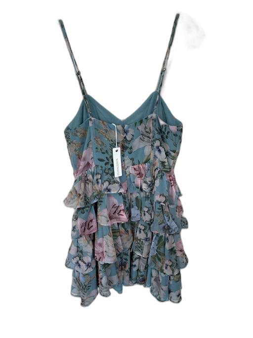Olivaceous Size M Blue & Pink Polyester Spaghetti Strap Botanical Boning Dress Blue & Pink / M