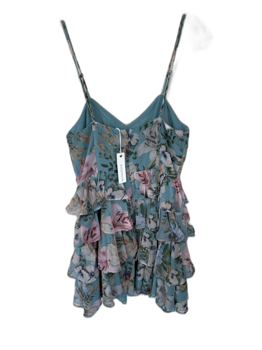 Olivaceous Size M Blue & Pink Polyester Spaghetti Strap Botanical Boning Dress Blue & Pink / M