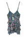 Olivaceous Size M Blue & Pink Polyester Spaghetti Strap Botanical Boning Dress Blue & Pink / M