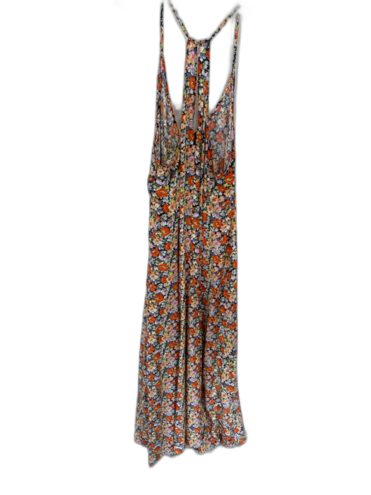 Rebecca Taylor Size 10 Orange & Purple Silk Spaghetti Strap Botanical Maxi Dress Orange & Purple / 10