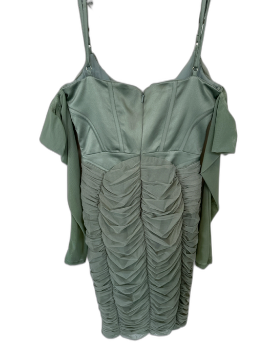 House of CB Size M Sage green Polyester Off Shoulder Gathered Back Zip Dress Sage green / M