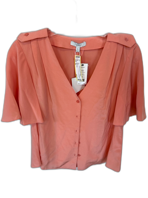 Joie Size XS Peach Silk Short Sleeve Buttons Top Peach / XS