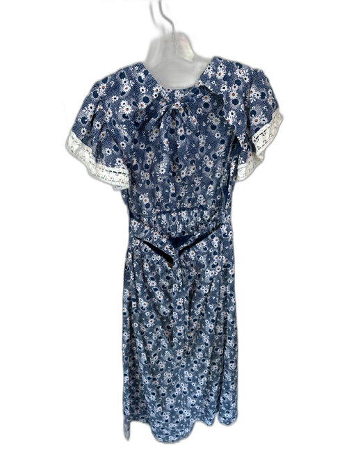 Sea New York Size 0 Navy & white Cotton Flutter Sleeves Flowers Back Tie Dress Navy & white / 0