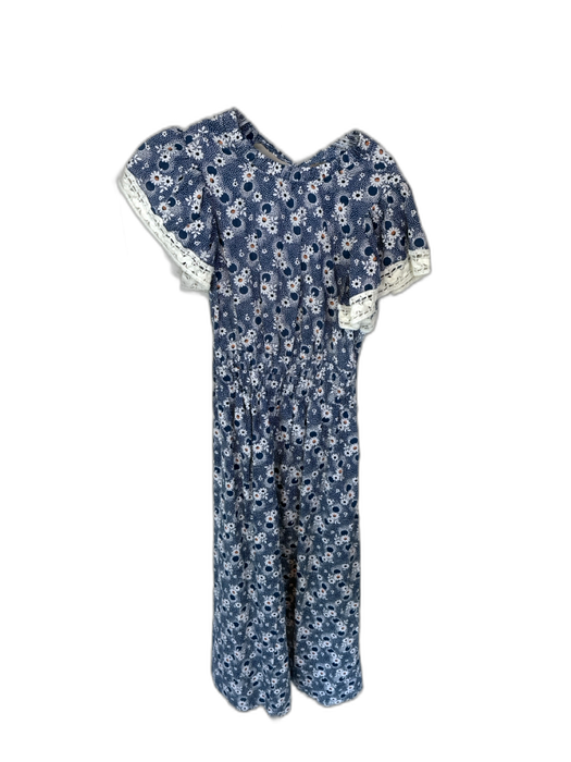 Sea New York Size 0 Navy & white Cotton Flutter Sleeves Flowers Back Tie Dress Navy & white / 0
