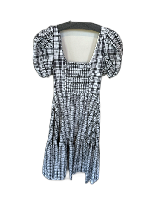 Tanya Taylor Size 0 White & Black Polyester Blend Short Balloon Sleeve Dress White & Black / 0
