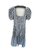 Tanya Taylor Size 0 White & Black Polyester Blend Short Balloon Sleeve Dress White & Black / 0
