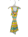 Silka Size S Pink & Lime Green Linen Sleeveless Swirls Open Back Dress Pink & Lime Green / S
